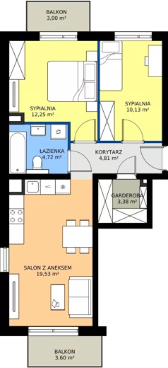 3 pokoje, mieszkanie 54,72 m², piętro 2, oferta nr 96.2.09, ATAL Bronowice, Kraków, Bronowice, Bronowice Wielkie, ul. Starego Dębu