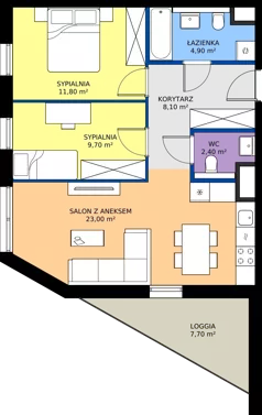 3 pokoje, mieszkanie 59,90 m², piętro 3, oferta nr A1.3.38, ATAL Floriana, Szczecin, Śródmieście, Łasztownia, św. Floriana