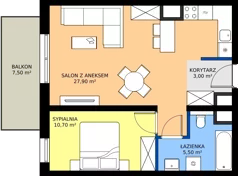 2 pokoje, mieszkanie 47,10 m², piętro 1, oferta nr A1.1.11, ATAL Floriana, Szczecin, Śródmieście, Łasztownia, św. Floriana