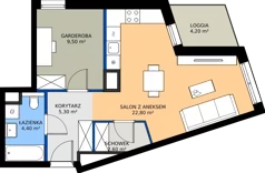 1 pokój, mieszkanie 44,60 m², piętro 1, oferta nr A1.1.05, ATAL Floriana, Szczecin, Śródmieście, Łasztownia, św. Floriana