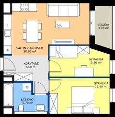 3 pokoje, mieszkanie 53,50 m², piętro 2, oferta nr A1.2.21, ATAL Floriana, Szczecin, Śródmieście, Łasztownia, św. Floriana
