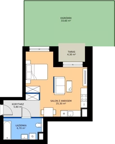 1 pokój, mieszkanie 37,80 m², parter, oferta nr A3.0.163, ATAL Floriana, Szczecin, Śródmieście, Łasztownia, św. Floriana