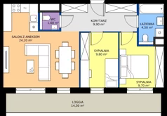 3 pokoje, mieszkanie 59,70 m², piętro 5, oferta nr A2.5.142, ATAL Floriana, Szczecin, Śródmieście, Łasztownia, św. Floriana