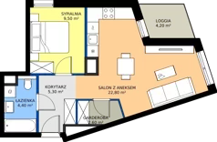 2 pokoje, mieszkanie 44,60 m², piętro 6, oferta nr A1.6.72, ATAL Floriana, Szczecin, Śródmieście, Łasztownia, św. Floriana