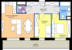 3 pokoje, mieszkanie 60,00 m², piętro 2, oferta nr A2.2.112, ATAL Floriana, Szczecin, Śródmieście, Łasztownia, św. Floriana