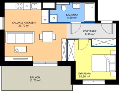 2 pokoje, mieszkanie 44,50 m², piętro 1, oferta nr A3.1.166, ATAL Floriana, Szczecin, Śródmieście, Łasztownia, św. Floriana