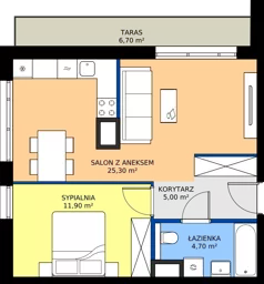 2 pokoje, mieszkanie 46,90 m², piętro 6, oferta nr A3.6.210, ATAL Floriana, Szczecin, Śródmieście, Łasztownia, św. Floriana