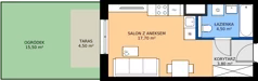 1 pokój, mieszkanie 26,00 m², parter, oferta nr A3.0.160, ATAL Floriana, Szczecin, Śródmieście, Łasztownia, św. Floriana