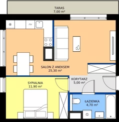 2 pokoje, mieszkanie 46,90 m², piętro 7, oferta nr A3.7.218, ATAL Floriana, Szczecin, Śródmieście, Łasztownia, św. Floriana