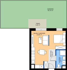 1 pokój, mieszkanie 28,10 m², piętro 1, oferta nr A1.1.04, ATAL Floriana, Szczecin, Śródmieście, Łasztownia, św. Floriana