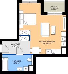 1 pokój, mieszkanie 39,10 m², piętro 1, oferta nr A3.1.171, ATAL Floriana, Szczecin, Śródmieście, Łasztownia, św. Floriana