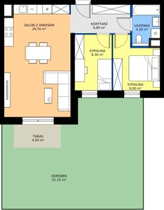 3 pokoje, mieszkanie 53,50 m², piętro 2, oferta nr A1.2.21, ATAL Floriana, Szczecin, Śródmieście, Łasztownia, św. Floriana