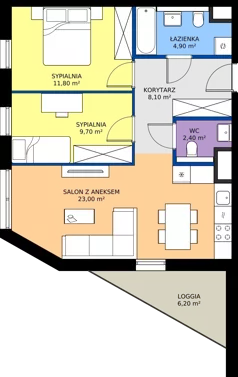3 pokoje, mieszkanie 59,90 m², piętro 2, oferta nr A1.2.24, ATAL Floriana, Szczecin, Śródmieście, Łasztownia, św. Floriana