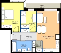 3 pokoje, mieszkanie 58,80 m², piętro 6, oferta nr A3.6.211, ATAL Floriana, Szczecin, Śródmieście, Łasztownia, św. Floriana