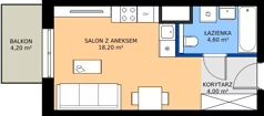 1 pokój, mieszkanie 26,80 m², piętro 1, oferta nr A3.1.168, ATAL Floriana, Szczecin, Śródmieście, Łasztownia, św. Floriana