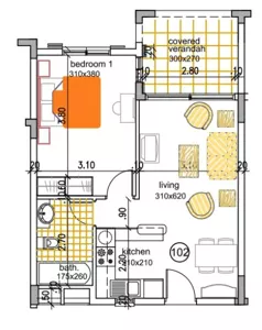 2 pokoje, apartament 55,20 m², piętro 1, oferta nr 102, Mandria Gardens, Mandria
