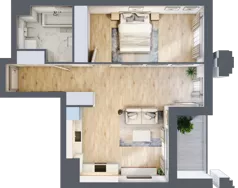 2 pokoje, mieszkanie 54,69 m², piętro 1, oferta nr A1.2/054, Fabrica URSUS, Warszawa, Ursus, Szamoty, ul. Dyrekcyjna
