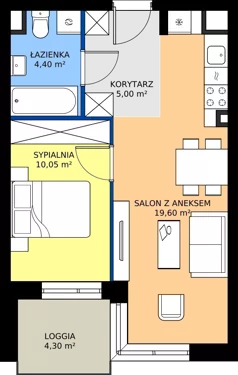 2 pokoje, mieszkanie 39,05 m², piętro 1, oferta nr A.1.57, My Forest, Warszawa, Białołęka, ul. Modlińska 342