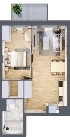 2 pokoje, mieszkanie 42,61 m², piętro 1, oferta nr A.1.33, My Forest, Warszawa, Białołęka, ul. Modlińska 342