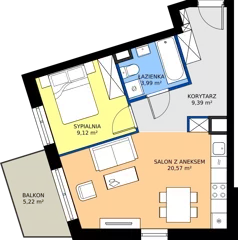2 pokoje, mieszkanie 43,07 m², piętro 1, oferta nr A.1.58, My Forest, Warszawa, Białołęka, ul. Modlińska 342
