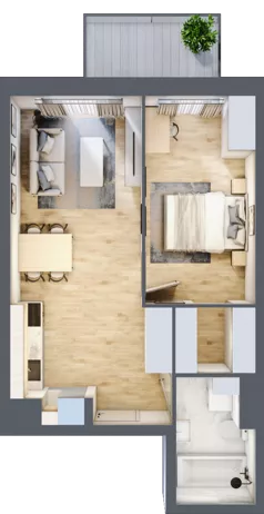 2 pokoje, mieszkanie 42,57 m², piętro 1, oferta nr A.1.54, My Forest, Warszawa, Białołęka, ul. Modlińska 342