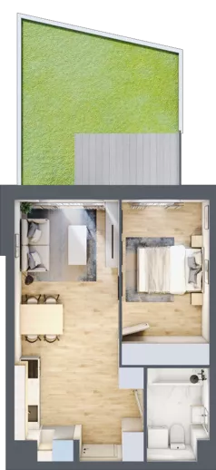 2 pokoje, mieszkanie 39,72 m², parter, oferta nr A.0.52, My Forest, Warszawa, Białołęka, ul. Modlińska 342