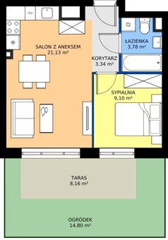2 pokoje, mieszkanie 37,35 m², parter, oferta nr B.0.03, My Forest, Warszawa, Białołęka, ul. Modlińska 342