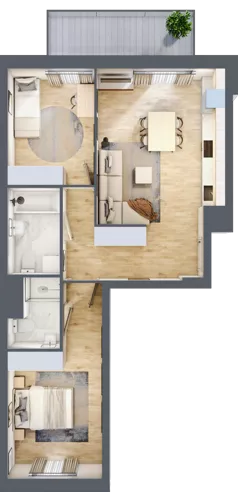 3 pokoje, mieszkanie 60,96 m², piętro 1, oferta nr B.1.23, My Forest, Warszawa, Białołęka, ul. Modlińska 342
