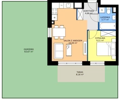 2 pokoje, mieszkanie 37,23 m², parter, oferta nr B.0.04, My Forest, Warszawa, Białołęka, ul. Modlińska 342