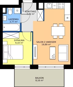 2 pokoje, mieszkanie 37,48 m², piętro 1, oferta nr B.1.07, My Forest, Warszawa, Białołęka, ul. Modlińska 342