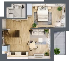 2 pokoje, mieszkanie 41,59 m², piętro 2, oferta nr B.2.43, My Forest, Warszawa, Białołęka, ul. Modlińska 342