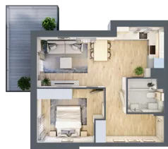 2 pokoje, mieszkanie 46,53 m², piętro 1, oferta nr 106F/M007, Miasteczko Jutrzenki Dzielnica Hortensji, Warszawa, Włochy, ul. Jutrzenki 106F
