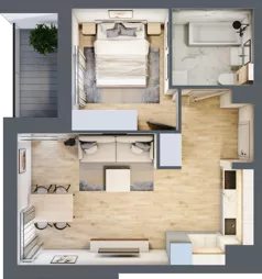 2 pokoje, mieszkanie 39,08 m², piętro 2, oferta nr 106F/M010, Miasteczko Jutrzenki Dzielnica Hortensji, Warszawa, Włochy, ul. Jutrzenki 106F