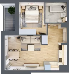 2 pokoje, mieszkanie 39,08 m², piętro 3, oferta nr 106F/M014, Miasteczko Jutrzenki Dzielnica Hortensji, Warszawa, Włochy, ul. Jutrzenki 106F