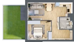 2 pokoje, mieszkanie 44,87 m², parter, oferta nr 106F/M003, Miasteczko Jutrzenki Dzielnica Hortensji, Warszawa, Włochy, ul. Jutrzenki 106F