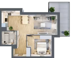 2 pokoje, mieszkanie 46,62 m², piętro 1, oferta nr 106F/M008, Miasteczko Jutrzenki Dzielnica Hortensji, Warszawa, Włochy, ul. Jutrzenki 106F