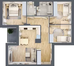 4 pokoje, mieszkanie 76,21 m², piętro 1, oferta nr 106F/M036, Miasteczko Jutrzenki Dzielnica Hortensji, Warszawa, Włochy, ul. Jutrzenki 106F