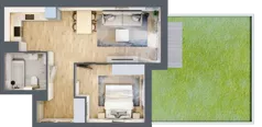 2 pokoje, mieszkanie 44,96 m², parter, oferta nr 106F/M004, Miasteczko Jutrzenki Dzielnica Hortensji, Warszawa, Włochy, ul. Jutrzenki 106F