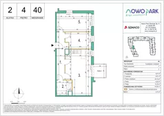 3 pokoje, mieszkanie 61,85 m², piętro 4, oferta nr 40, NowoPark, Kraków, Czyżyny, ul. Sołtysowska/Tomickiego