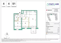 3 pokoje, mieszkanie 57,09 m², piętro 4, oferta nr 91, NowoPark, Kraków, Czyżyny, ul. Sołtysowska/Tomickiego