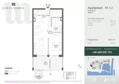 2 pokoje, apartament inwestycyjny 50,07 m², piętro 1, oferta nr B1, Lowen Marina, Giżycko, ul. Świętego Brunona