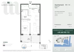 2 pokoje, apartament inwestycyjny 50,09 m², piętro 1, oferta nr B1, Lowen Marina, Giżycko, ul. Świętego Brunona