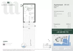 2 pokoje, apartament inwestycyjny 50,00 m², parter, oferta nr B1, Lowen Marina, Giżycko, ul. Świętego Brunona