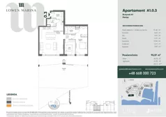 3 pokoje, apartament inwestycyjny 91,78 m², parter, oferta nr A1, Lowen Marina, Giżycko, ul. Świętego Brunona