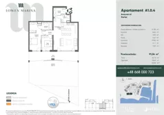 3 pokoje, apartament inwestycyjny 91,82 m², parter, oferta nr A1, Lowen Marina, Giżycko, ul. Świętego Brunona