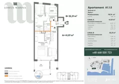 3 pokoje, apartament inwestycyjny 79,76 m², piętro 1, oferta nr A1, Lowen Marina, Giżycko, ul. Świętego Brunona