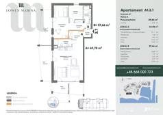 3 pokoje, apartament inwestycyjny 90,39 m², piętro 2, oferta nr A1, Lowen Marina, Giżycko, ul. Świętego Brunona