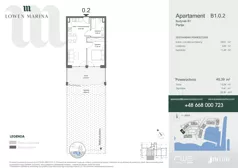 3 pokoje, apartament inwestycyjny 40,39 m², parter, oferta nr B1, Lowen Marina, Giżycko, ul. Świętego Brunona