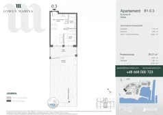 3 pokoje, apartament inwestycyjny 39,27 m², parter, oferta nr B1, Lowen Marina, Giżycko, ul. Świętego Brunona