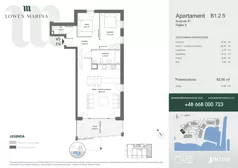 4 pokoje, apartament inwestycyjny 82,66 m², piętro 2, oferta nr B1, Lowen Marina, Giżycko, ul. Świętego Brunona